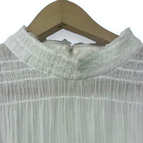 Keepsake The Label Naive High Neck Blouse in Ivory White Chiffon Sparkle - Picture 6 of 17